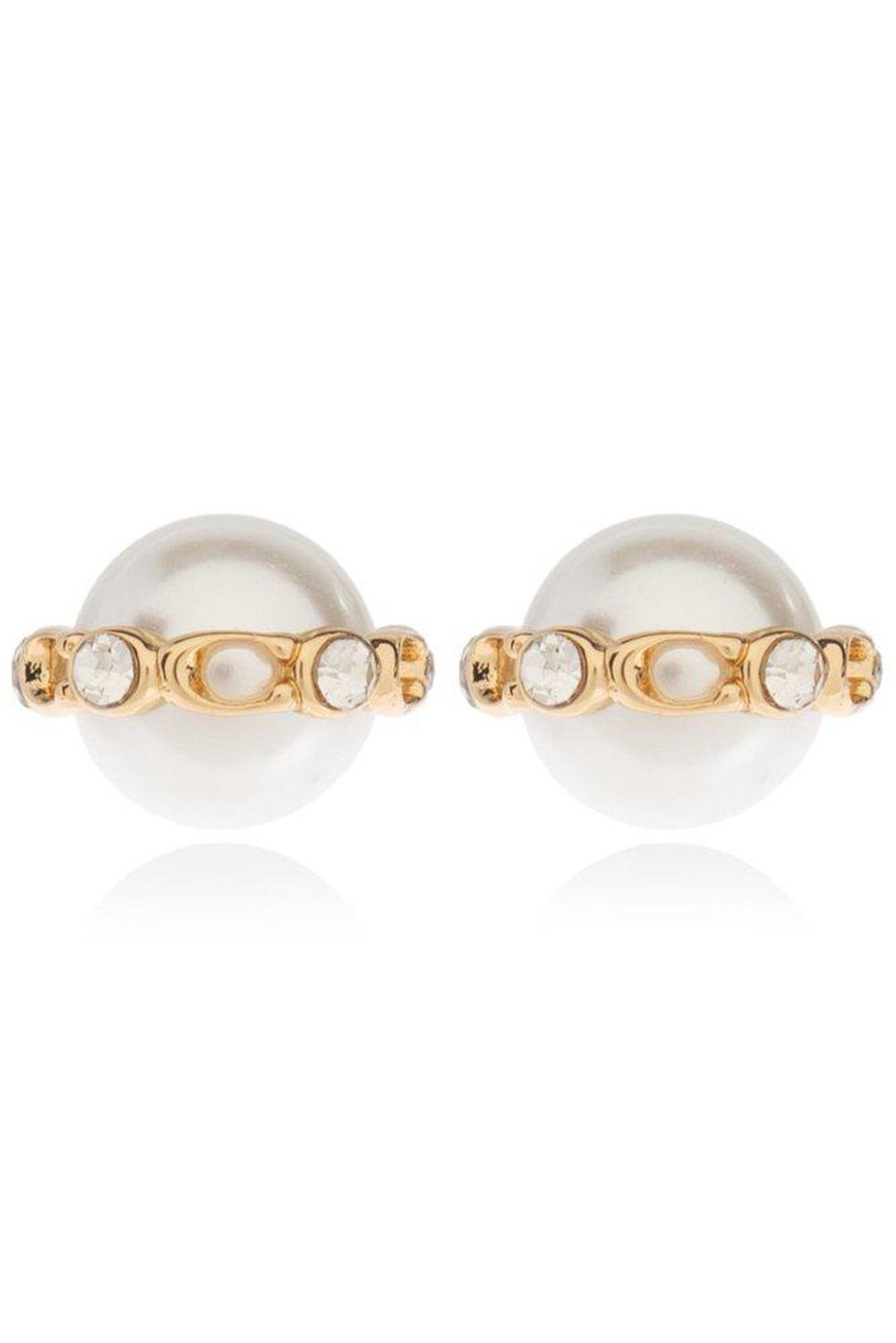 Coach Pearl Embellished Stud Earrings