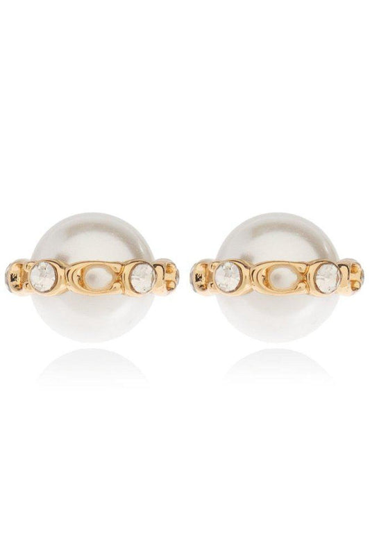 Coach Pearl Embellished Stud Earrings