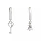 Rhodium Signature Mini Rexy Charm Mismatch Huggies Earrings