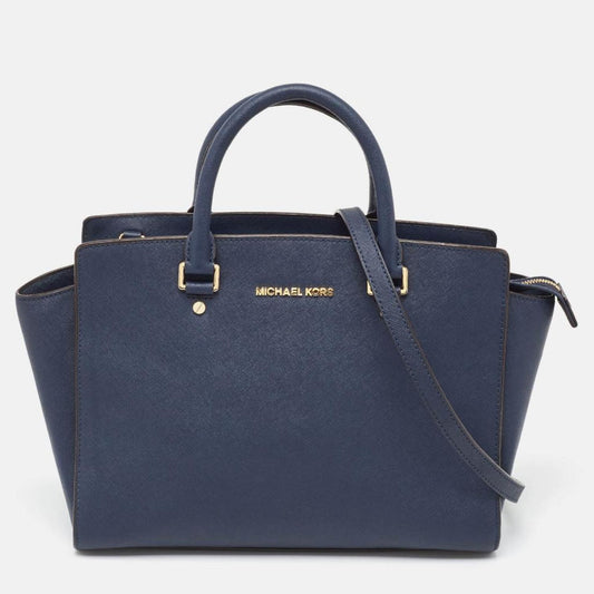 Michael Michael Kors Navy Saffiano Leather Large Selma Tote