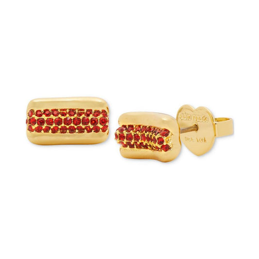 Gold-Tone Color Stone Hot Dog Stud Earrings