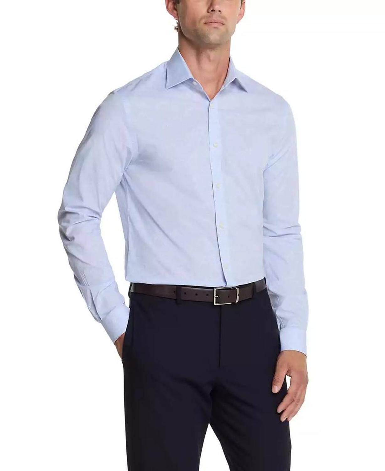 Men's Regular Fit Comfort Stretch Check Dress Shirt