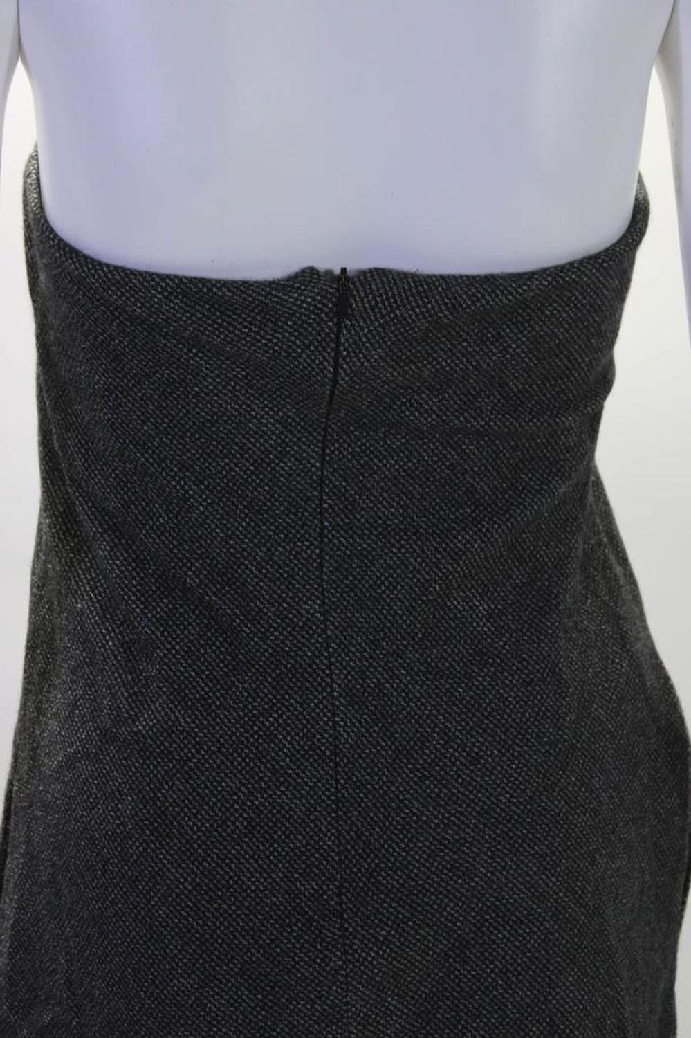 Max Mara Womens Wool Fleece Square Neck Pleated Mini Sheath Dress Gray