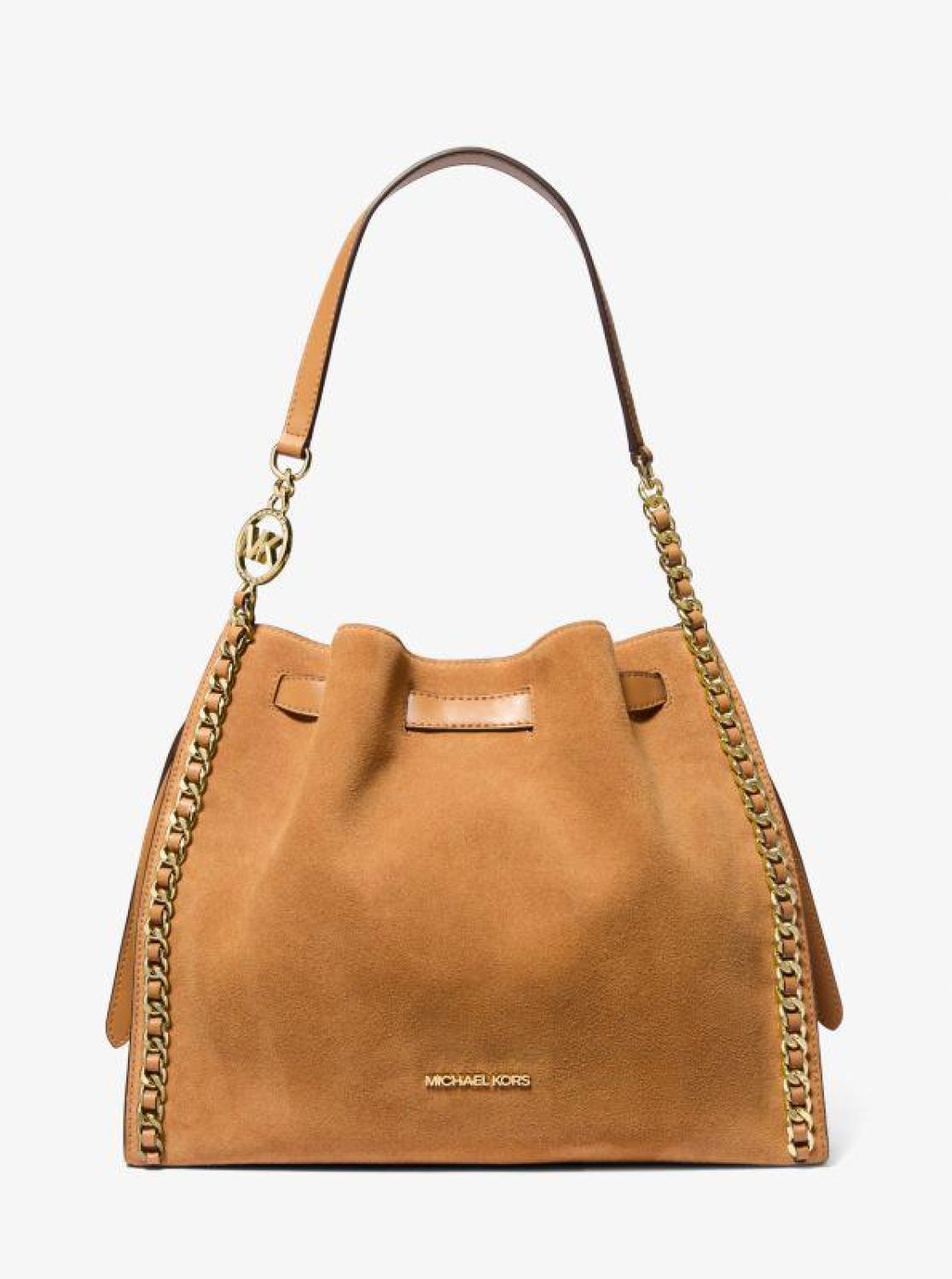 Mina Large Suede Chain Shoulder Bag