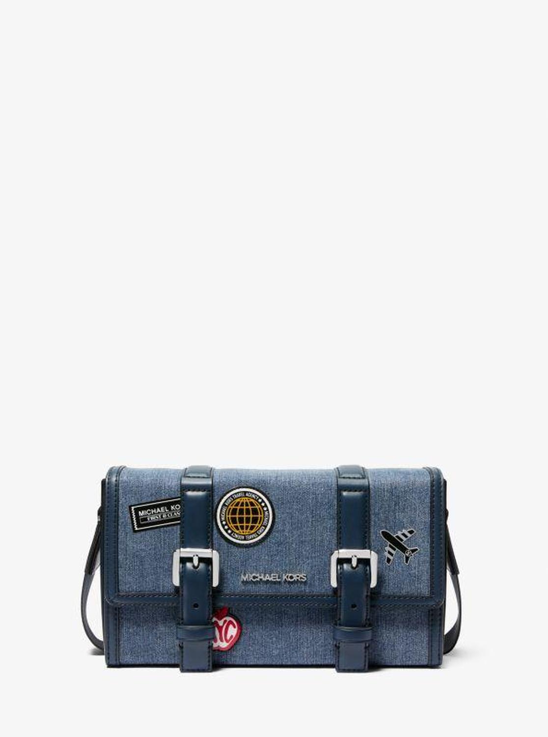 Cooper Embellished Denim Trunk Crossbody Bag