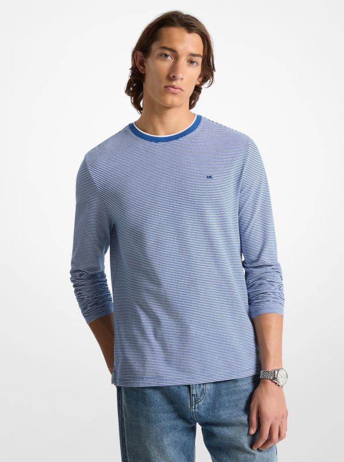 Striped Cotton Piqué Long-Sleeve T-Shirt