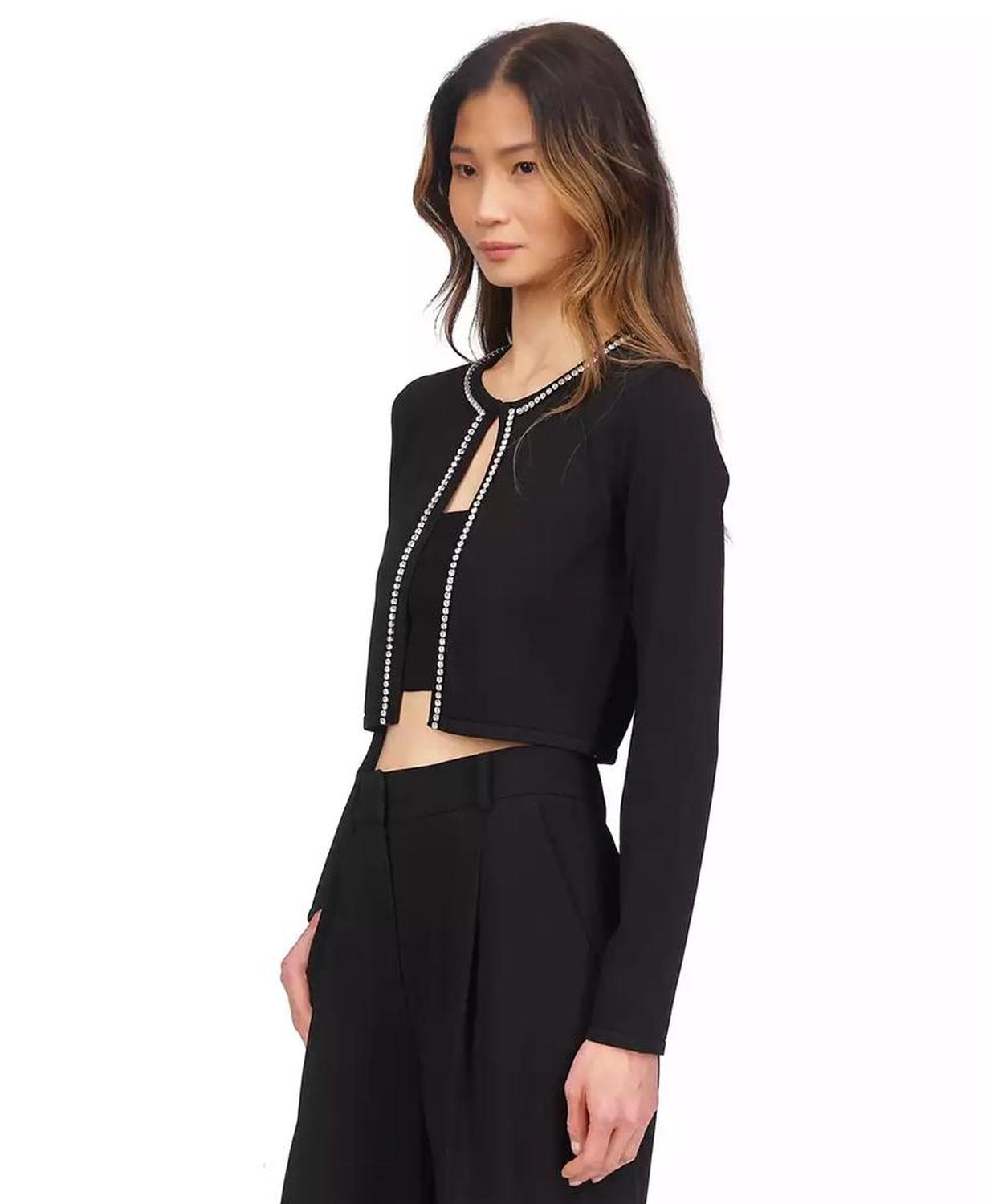 MICHAEL Women's Gem-Trim Cropped Cardigan