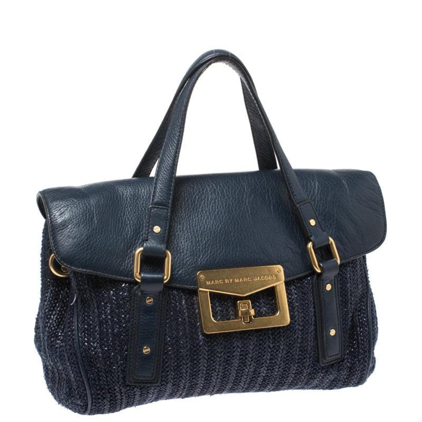 Marc By Marc Jacobs Straw And Leather Flap Satchel