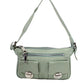 Womens Leather Silver Tone Hardware Shoulder Bag Sage