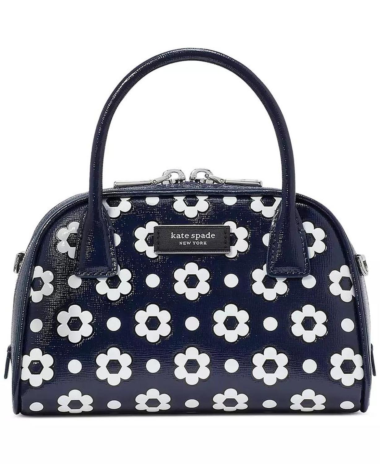 Sam Icon Daisy Dot Embossed Saffiano Leather Mini Duffle Bag