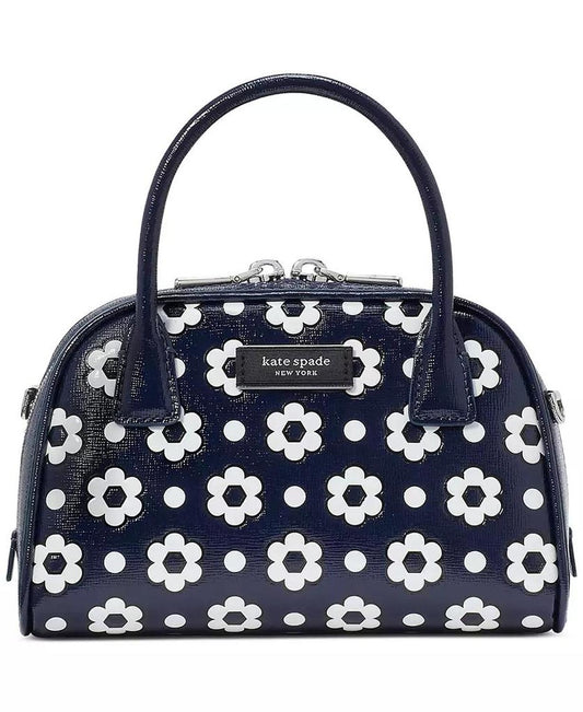 Sam Icon Daisy Dot Embossed Saffiano Leather Mini Duffle Bag