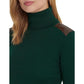 Petite Faux Leather Trim Ribbed Turtleneck