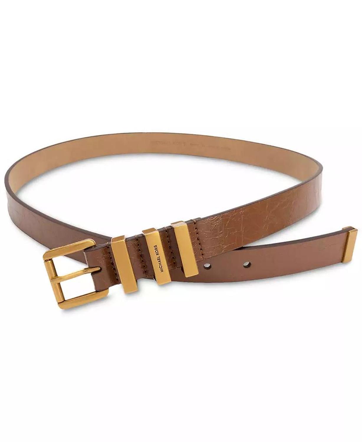 MICHAEL Women's Gold-Tone Leather Belt