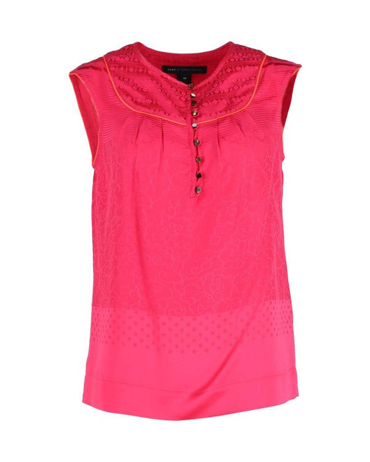 Marc Jacobs Sleeveless Buttoned Top in Pink Silk