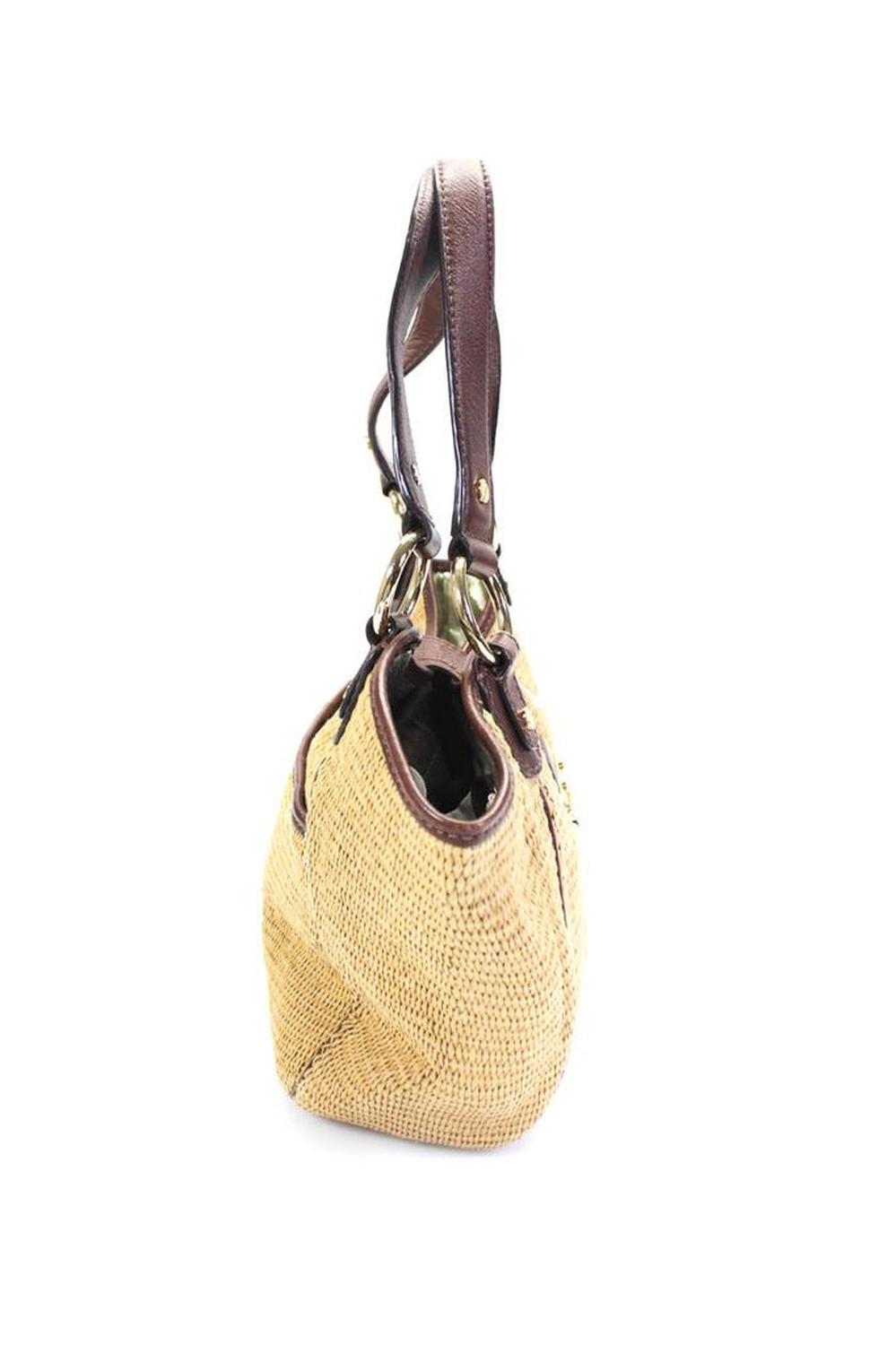 Michael Michael Kors Women's Straw Leather Trim Shoulder Bag Beige