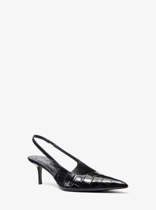 Emma Crocodile Embossed Leather Slingback Pump