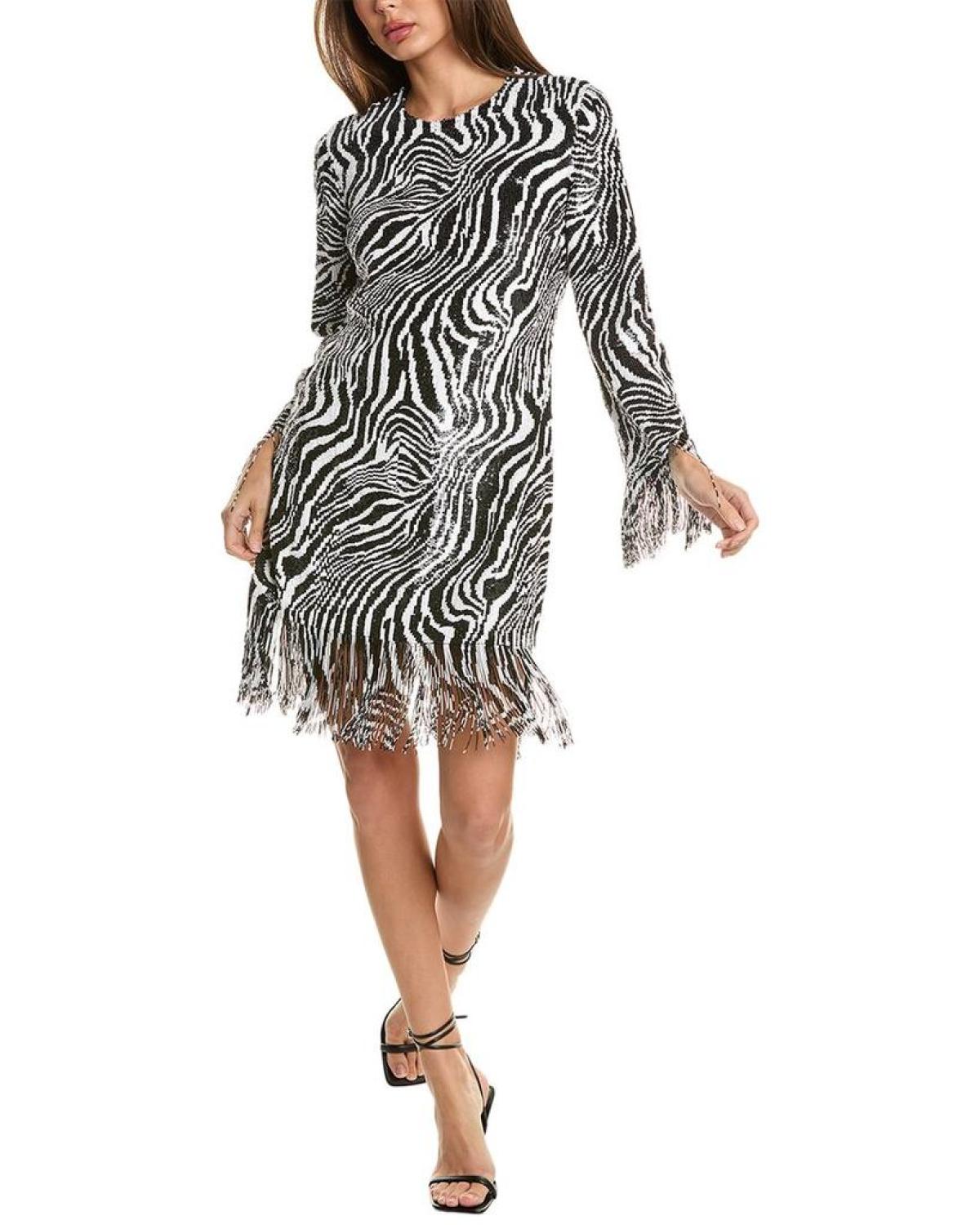 Michael Kors Collection Sequin Fringe Shift Dress