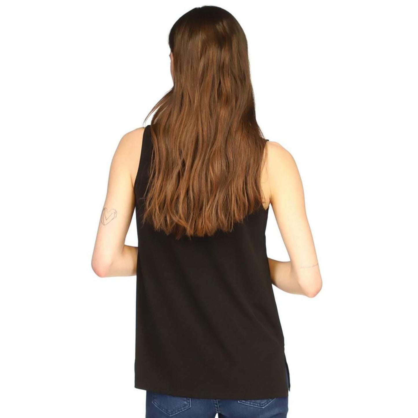 Women's V-Neck Mixed-Media Sleeveless Top