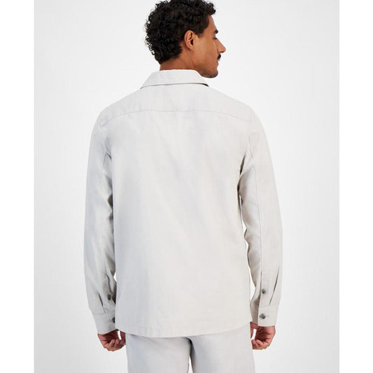 Men's Garment Wash Button-Front Shirt Jacket