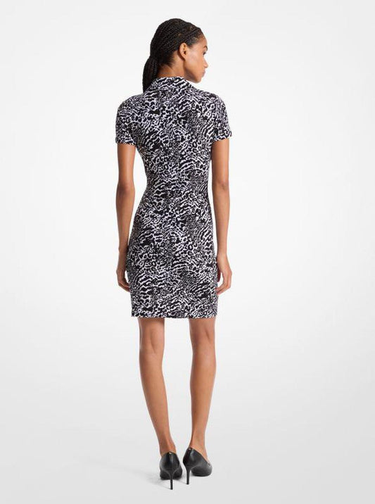 Ocelot Print Stretch Matte Jersey Dress