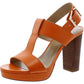 Womens Leather Round toe Block Heel