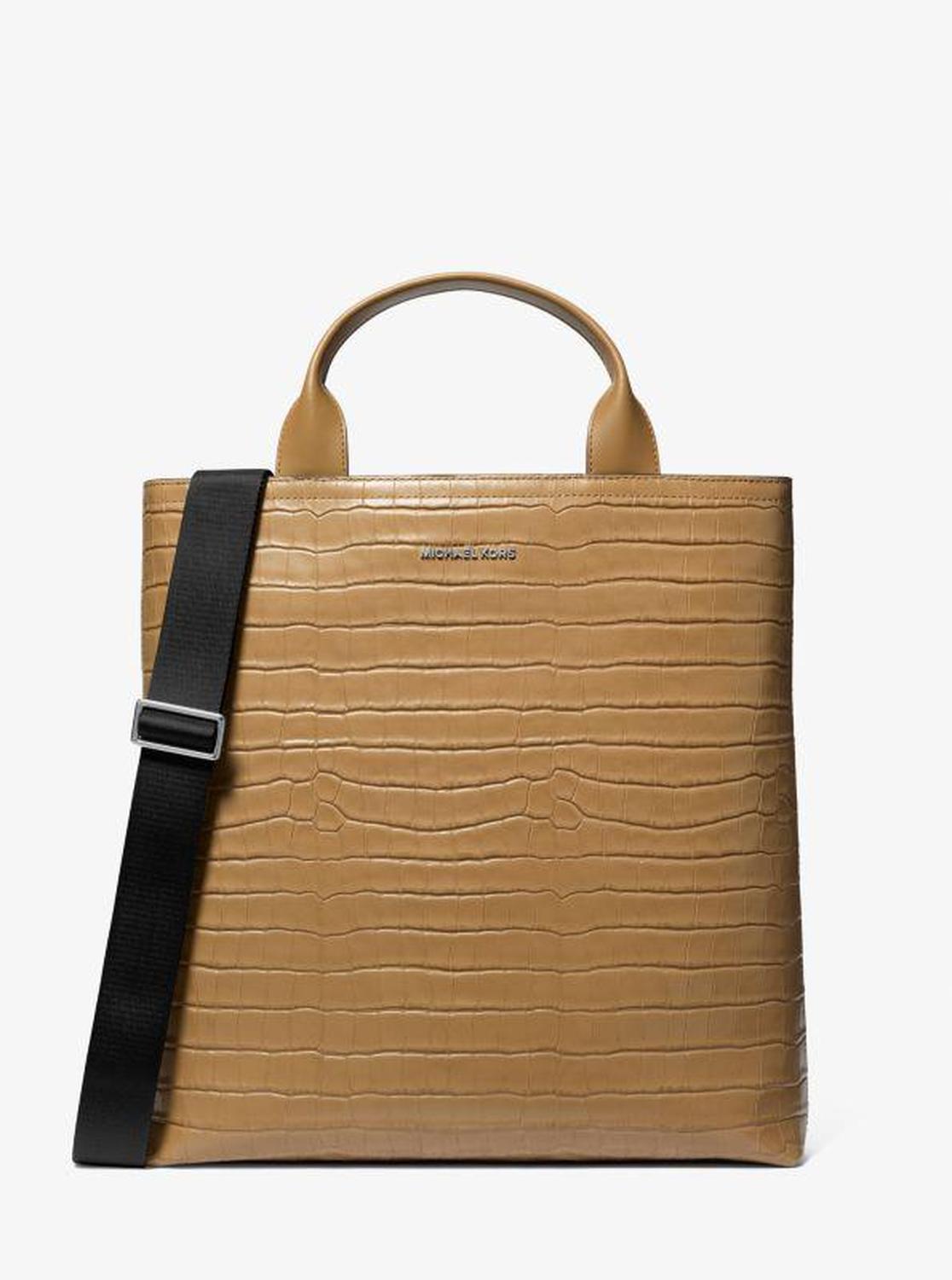 Hudson Crocodile Embossed Leather Tote Bag