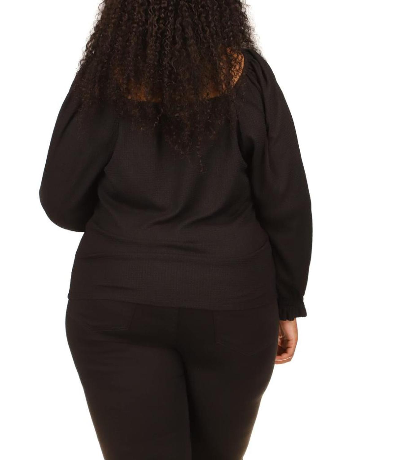 Plus Size Long Sleeve Puff Sleeve Ruched Top