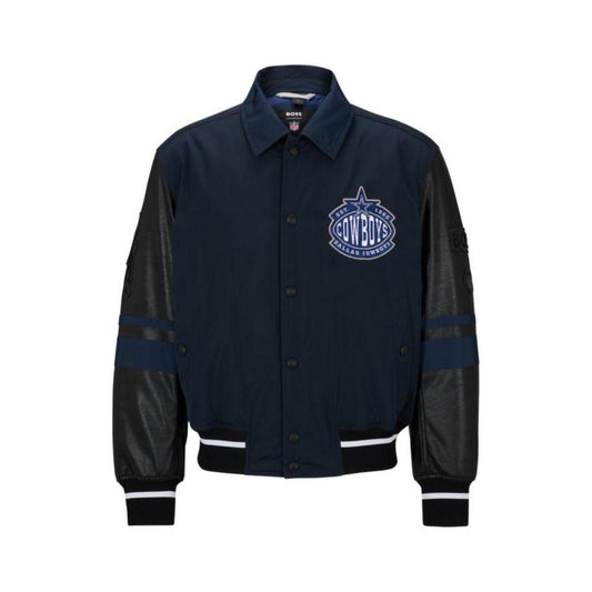 BOSS x NFL water-repellent bomber jacket with collaborative branding