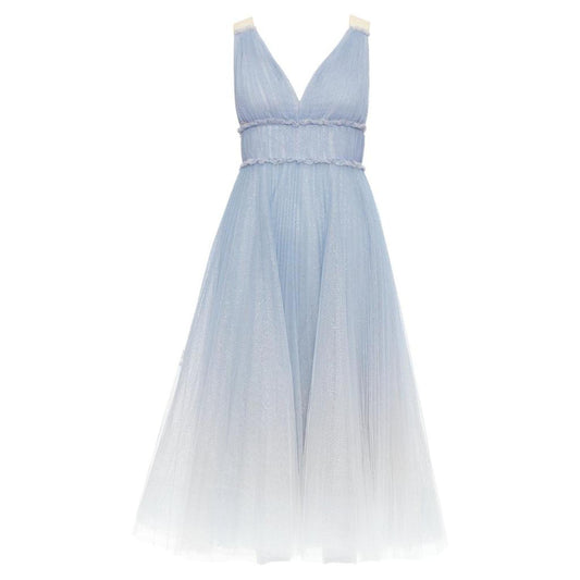 Notte Ombre Ruched Waist Tulle Dress