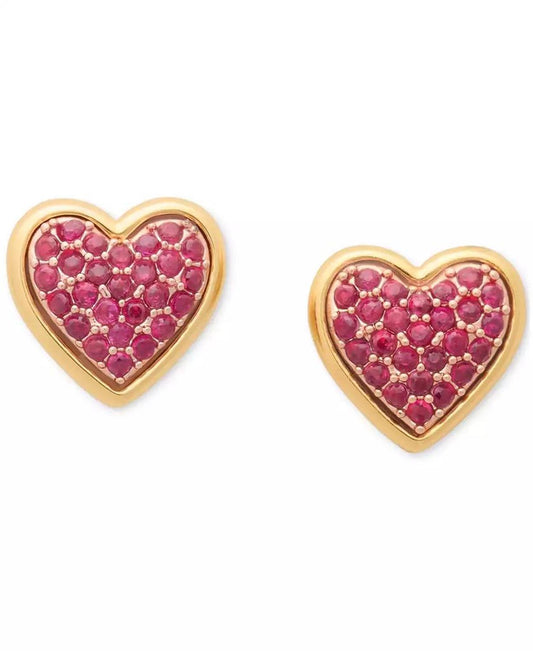 Cubic Zirconia Pavé Heart Stud Earrings