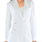 Womens Linen Office Double-Breasted Blazer