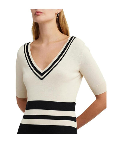 Two-Tone Cotton-Blend Sweater Dress