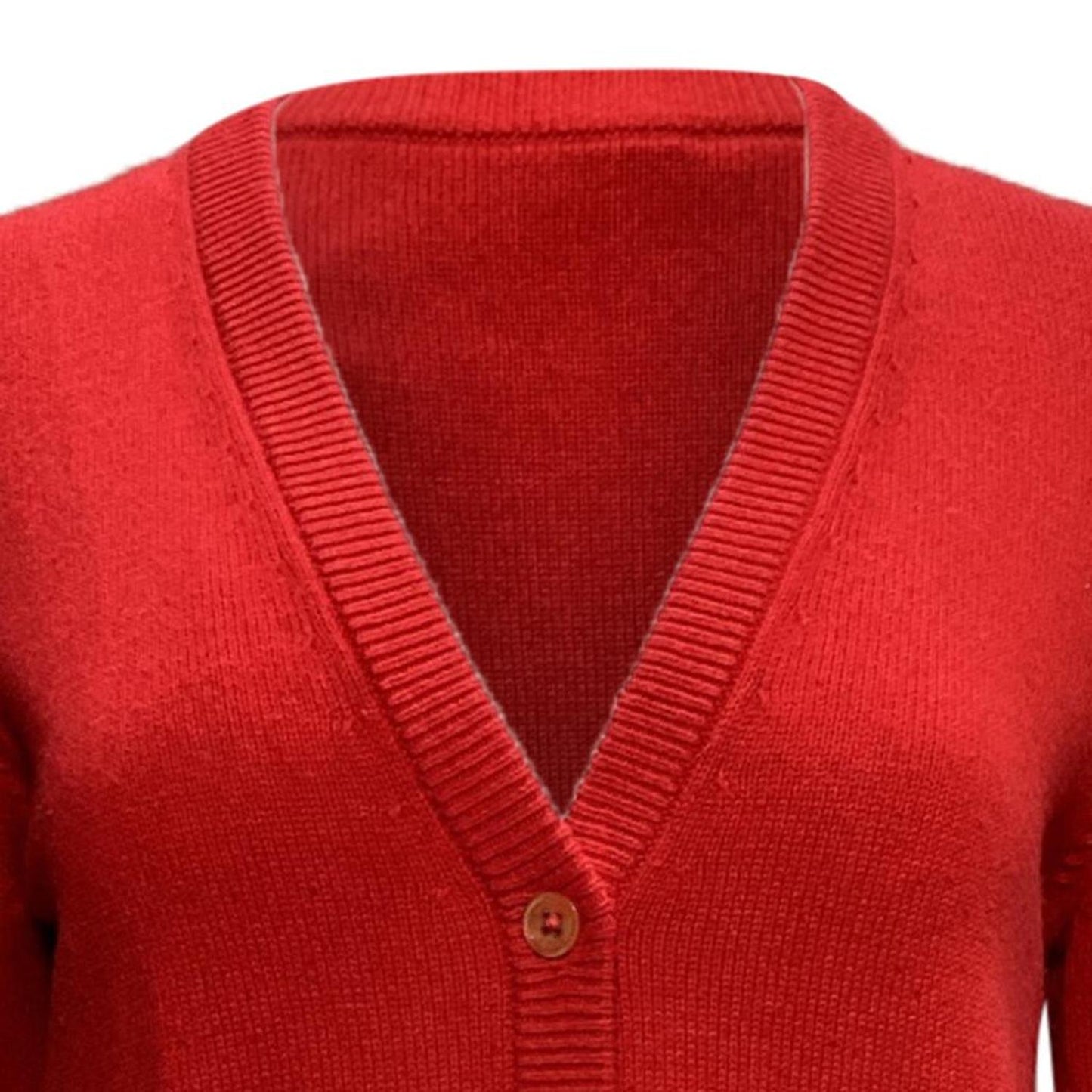 V-neck Cardigan in Red Cashmere