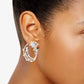 Silver-Tone Cosmos Bypass Medium Hoop Earrings, 1.4"