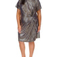 Plus Womens Metallic Foil Print Sheath Dress