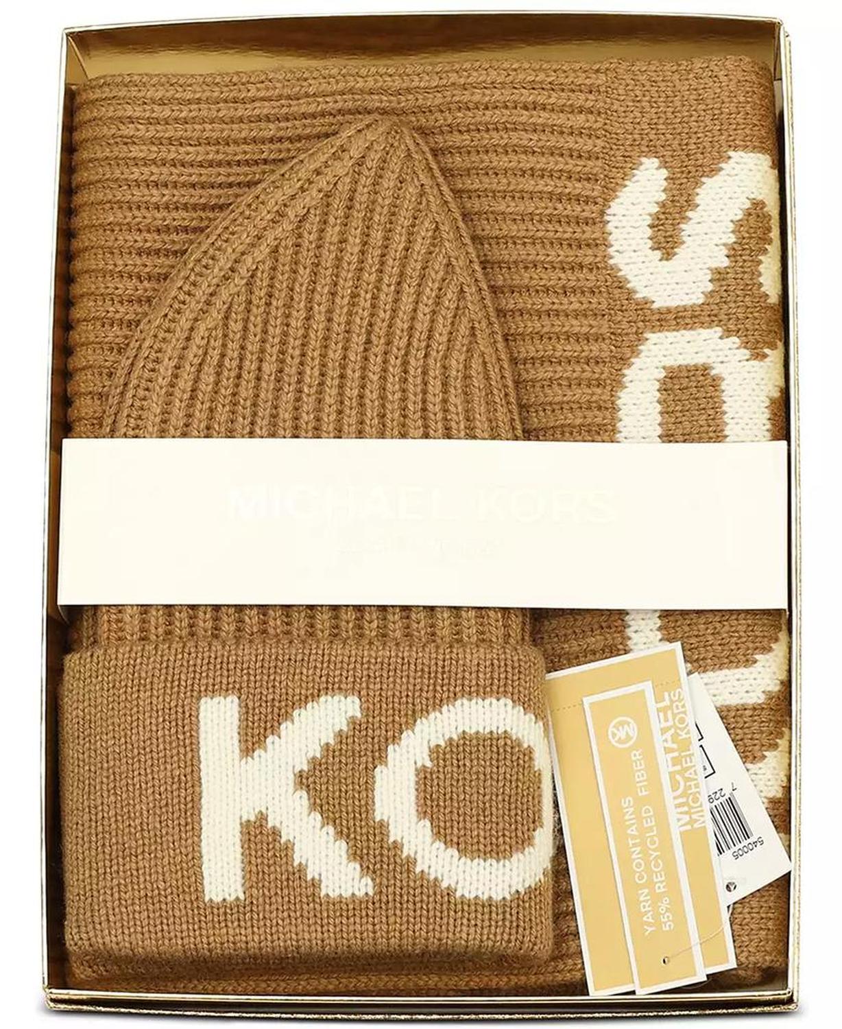 KORS Fisherman's Rib Beanie and Scarf Set