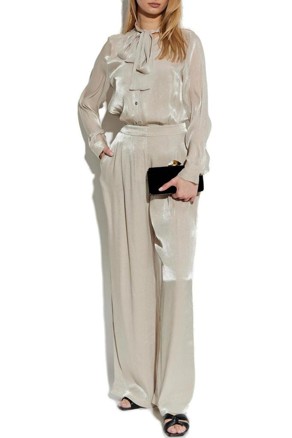 Michael Michael Kors Metallic Crinkled Wide-Leg Trousers