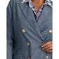 Plus Size Double-Breasted Chambray Blazer