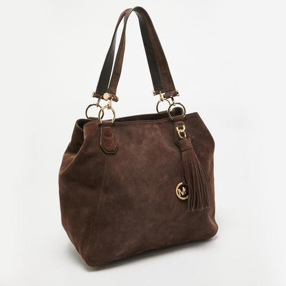 Michael Kors Brown Suede And Leather Shopper Tote