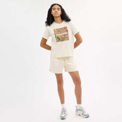 Coach Outlet Signature Square T Shirt In Organic Cotton With Sticker Patches