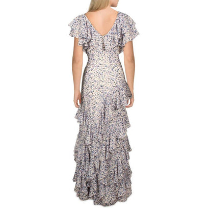 Womens Ruffled Long Evening Dress