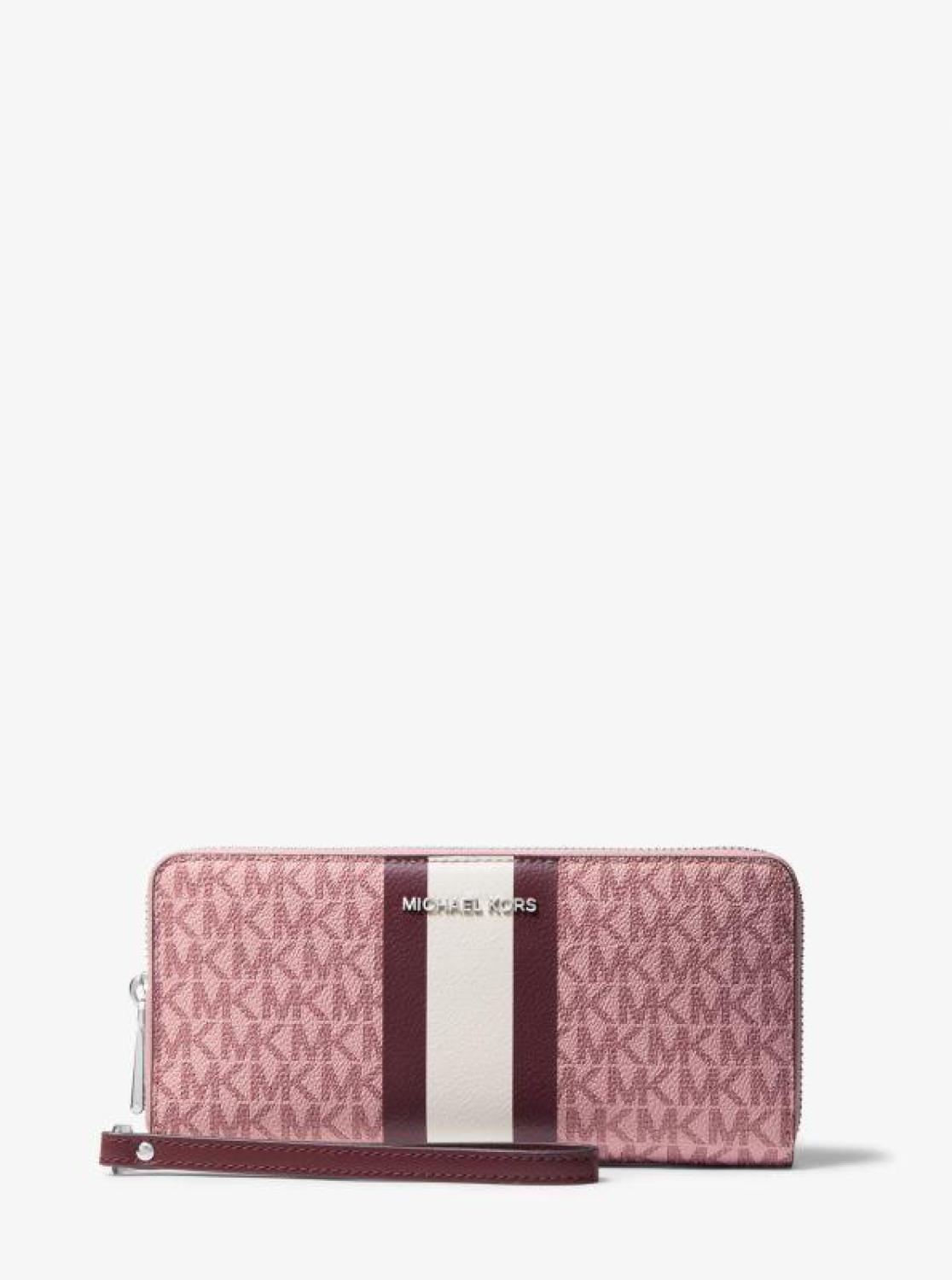 Logo Stripe Continental Wristlet