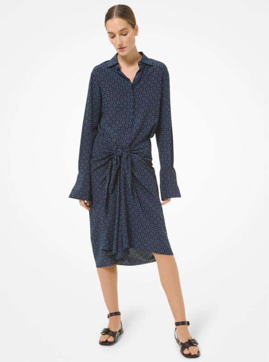 Foulard Silk Crepe De Chine Tie-Waist Shirtdress