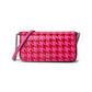 Devin Houndstooth Embossed Saffiano Leather Flap Chain Wallet