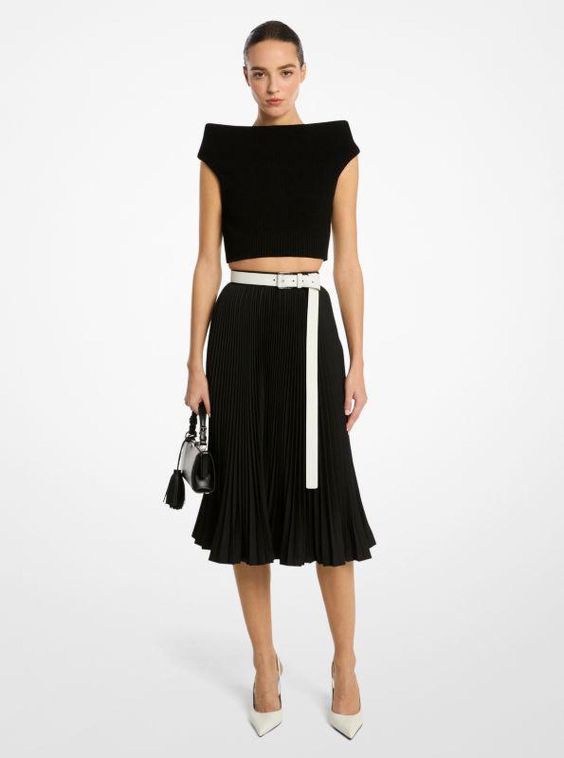 Techno Canvas Pleated Skirt