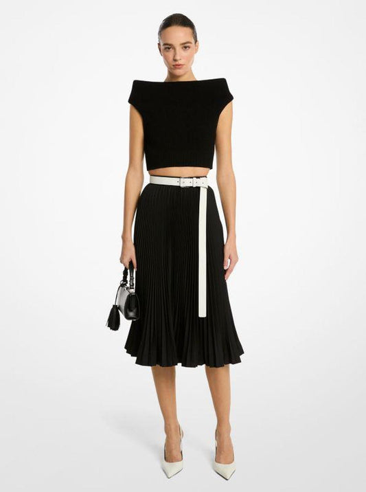 Techno Canvas Pleated Skirt