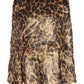 Michael Kors Leopard Print Off-Shoulder Top in Metallic Brown/Gold Silk