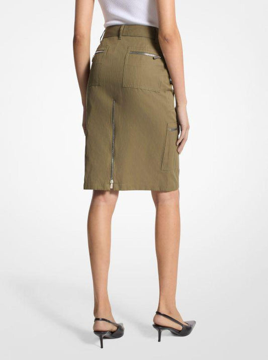 Cotton Blend Cargo Pencil Skirt