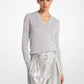 Metallic Viscose Blend V-Neck Sweater