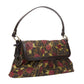 FENDI Chef red rose print brown FF Zucca canvas leather shoulder bag